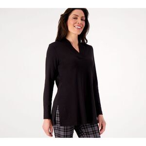 Maya J Women's Top Plus Sz 3X Essentials Pima V-Neck Tunic Black A462889